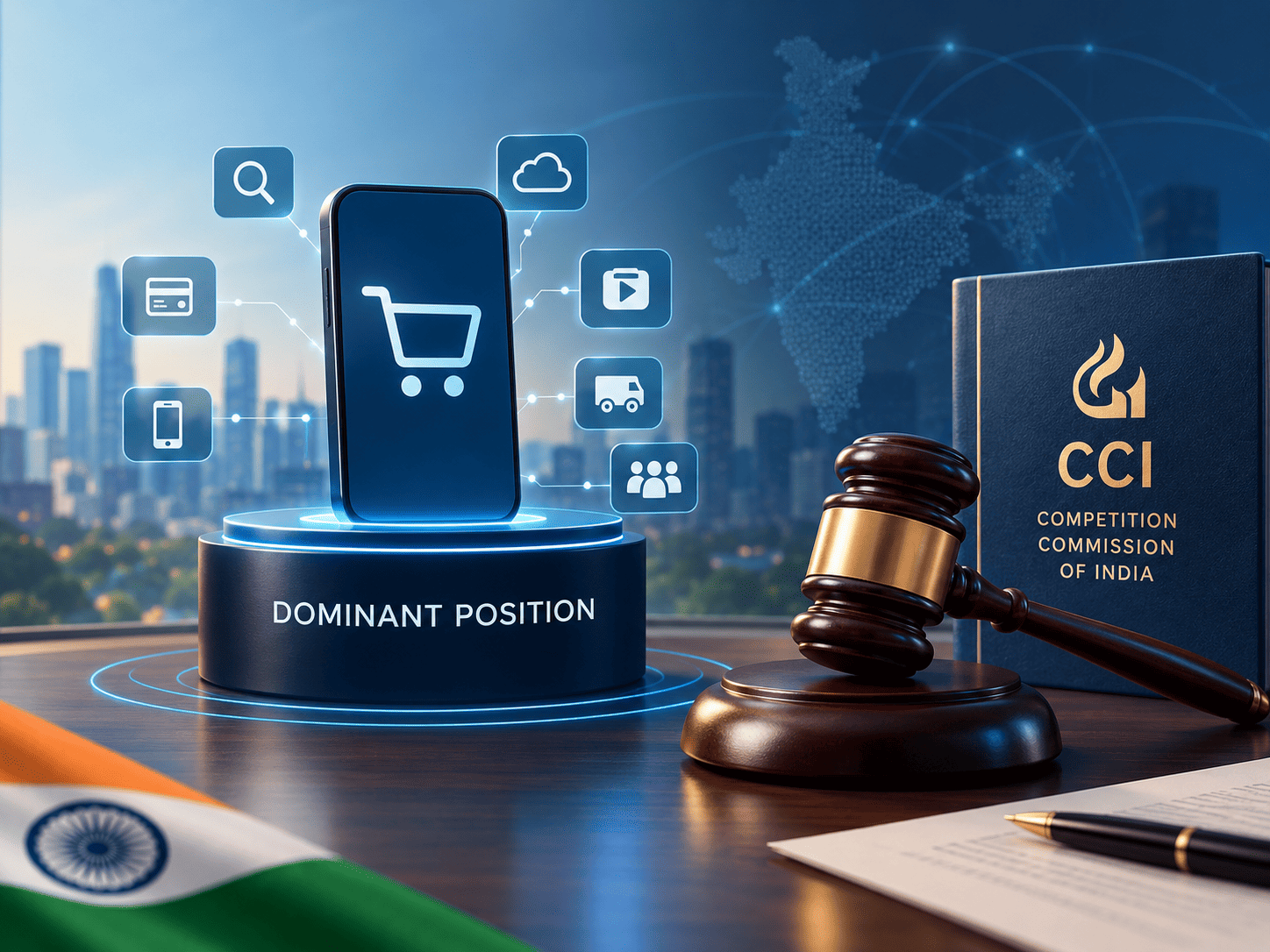 Abuse of dominant position in digital markets in India, highlighting CCI competition law enforcement and legal developments.