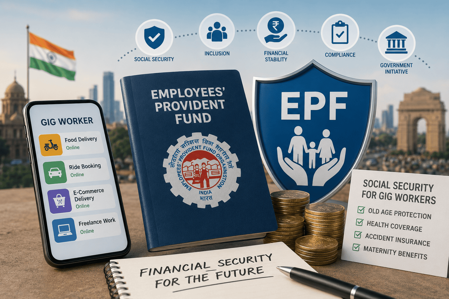 EPF compliance for gig workers in India under the new social security framework, covering financial security and worker benefits.