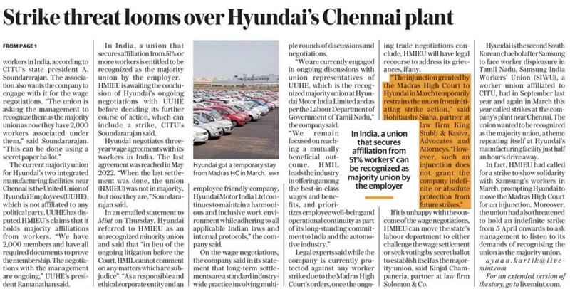 Rohitaashv Sinha Comments on Hyundai Labour Dispute