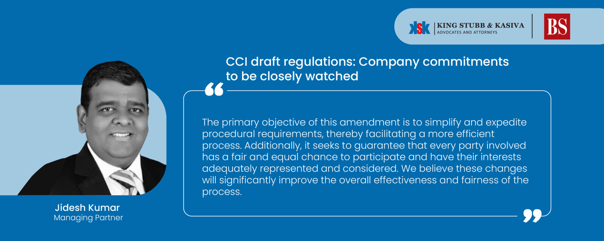 Jidesh Kumar Shares Insights on CCI Draft Regulations in Business Standard Article