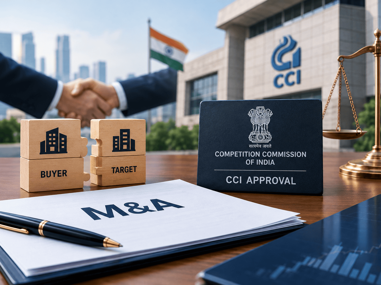 CCI approval for M&A transactions in India under the Competition Act, 2002, highlighting deal value thresholds and merger control compliance.