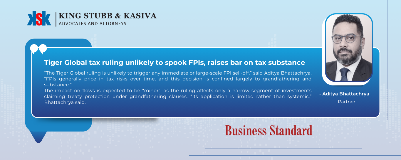 Aditya Bhattachrya on Tiger Global Ruling: Limited Impact on FPI Flows, Greater Focus on Tax Substance