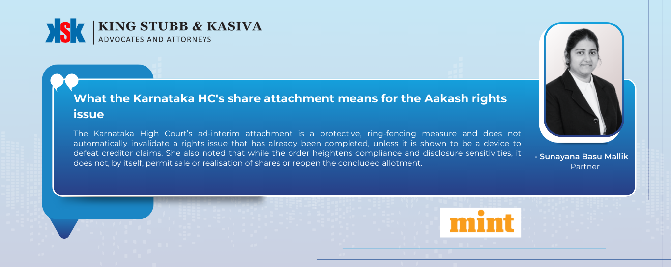 Sunayana Analyses Karnataka High Court Order on Ad-Interim Attachment and Its Corporate Law Implications