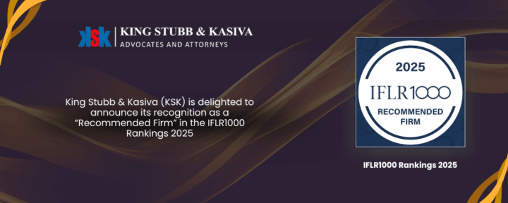 Corporate law firm website banner highlighting King Stubb & Kasiva legal services