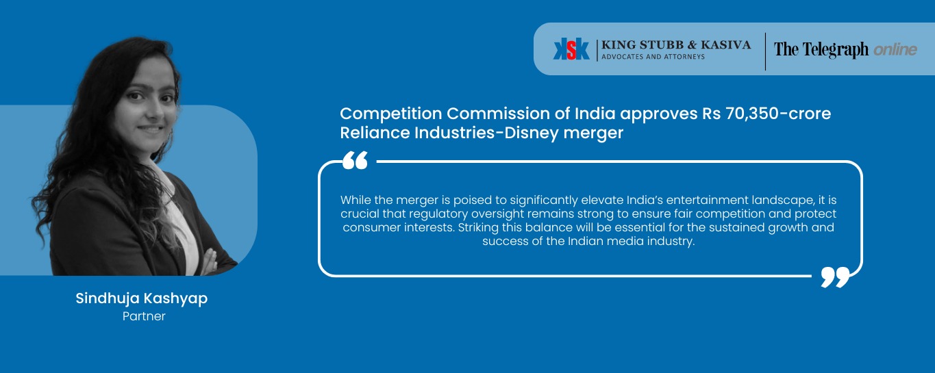 Striking a Balance for Growth and Fair Competition”: Sindhuja Kashyap on CCI’s Approval of ₹70,350-Crore Reliance-Disney Merger