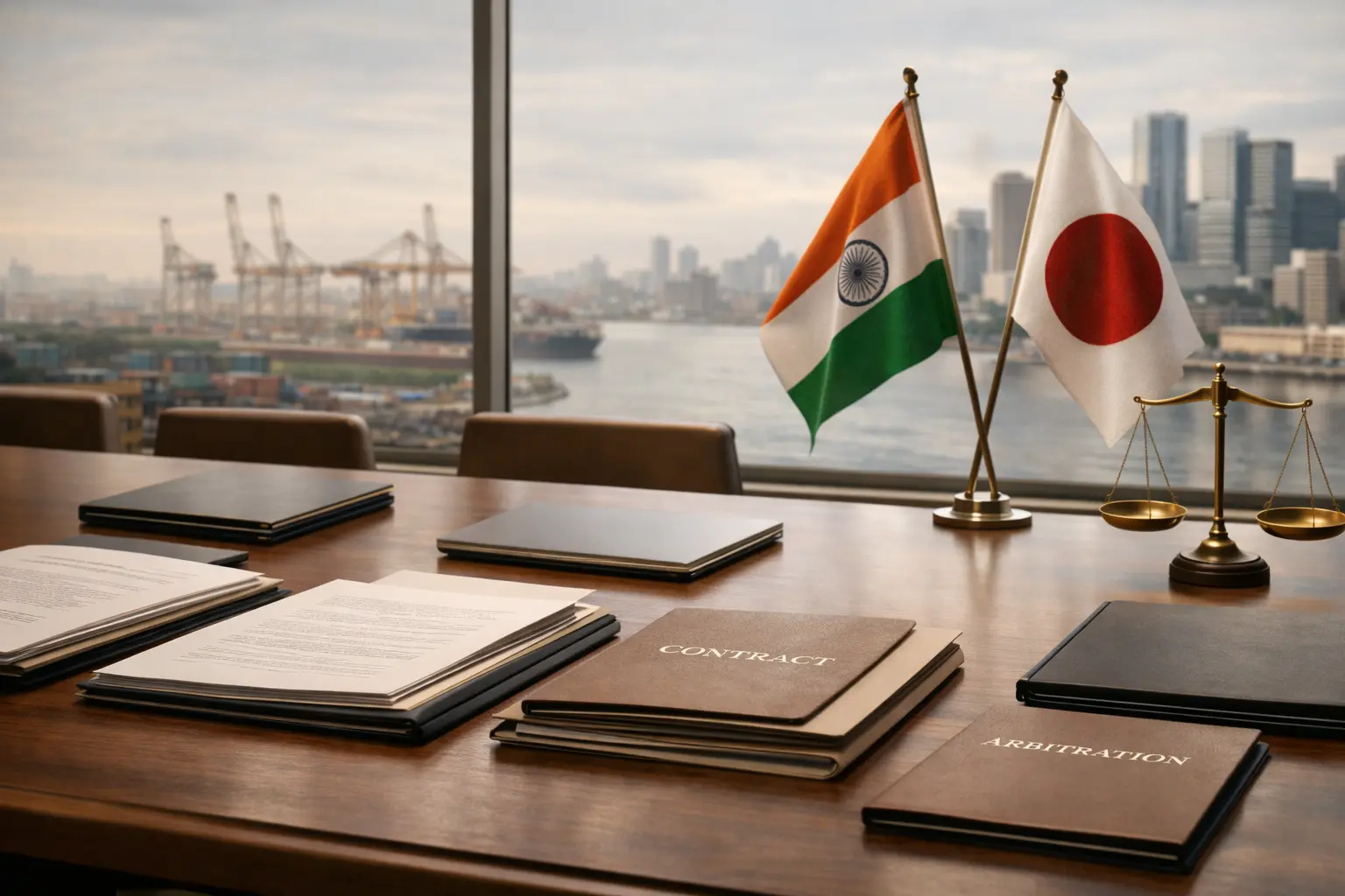 Indian and Japanese flags representing cross-border legal dispute resolution between India and Japan