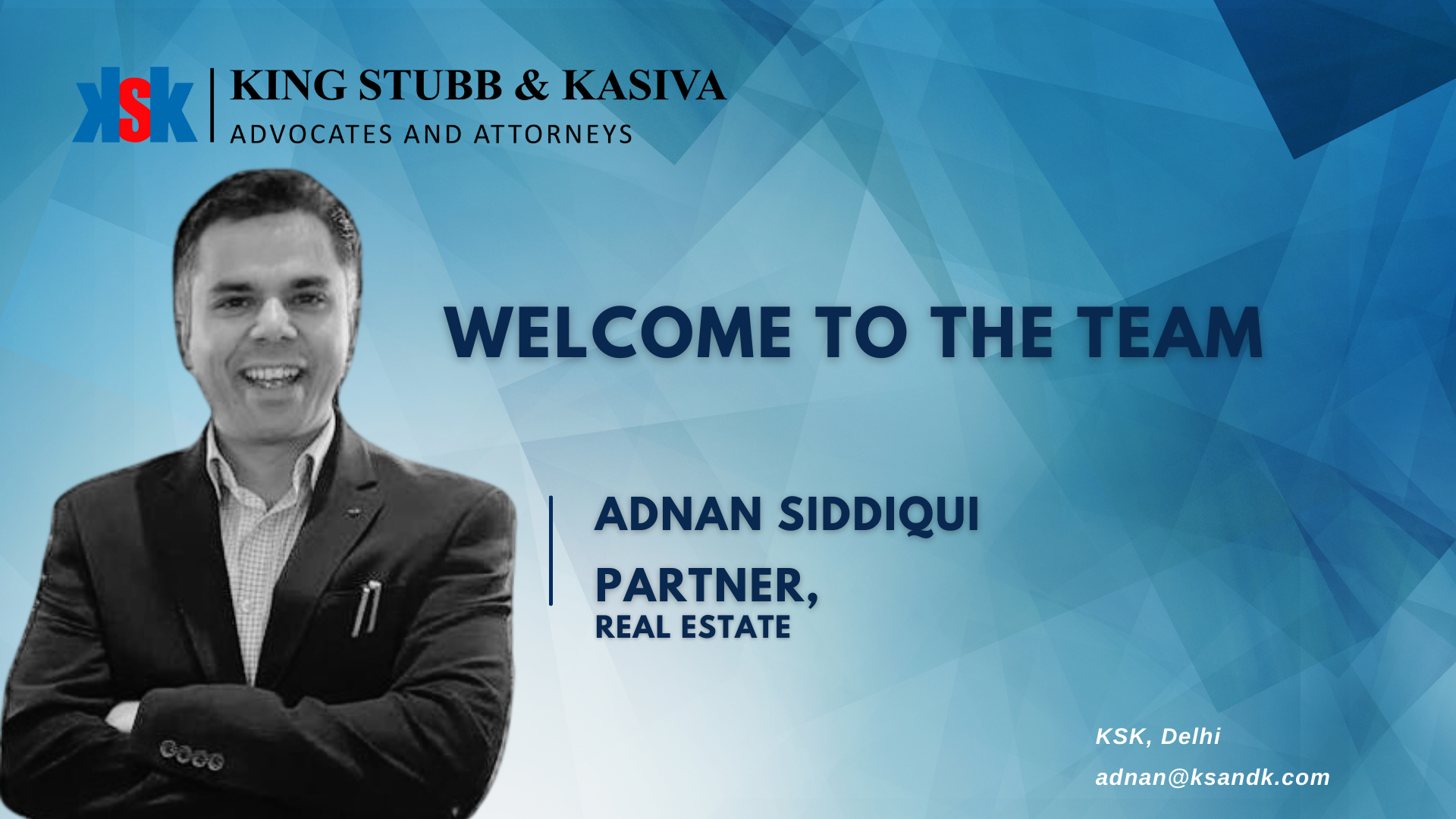 KSK Welcomes Adnan as Partner in the Real Estate Practice